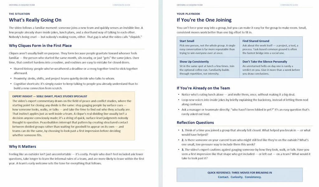 Entering a Cliquish Team Video (2:05) and Companion Worksheet