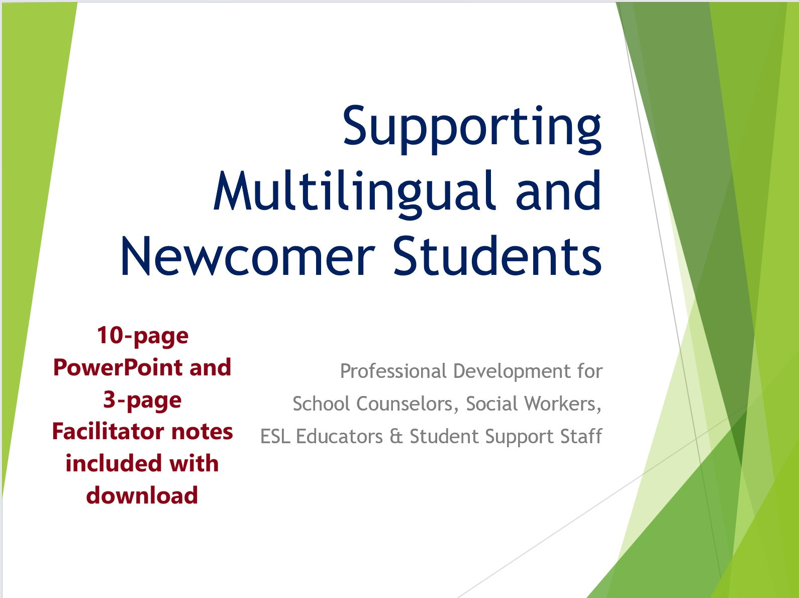 Supporting Newcomer Students: Guidance for Counselors, Teachers, and School Staff (Video & PowerPoint Combo)