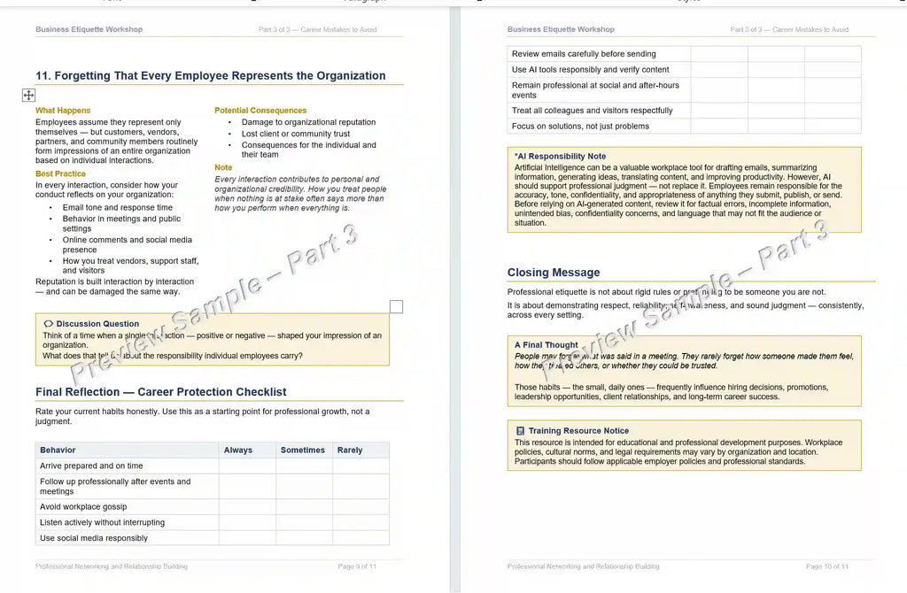 Etiquette Part 3 preview of document, a digital download sample, included with video purchase