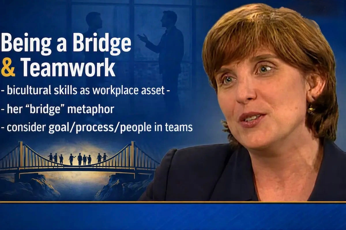 Janet Murdock 'Being a Bridge & Teamwork' and bullet points about bicultural skills and teamwork. Module 2 of video bundle.