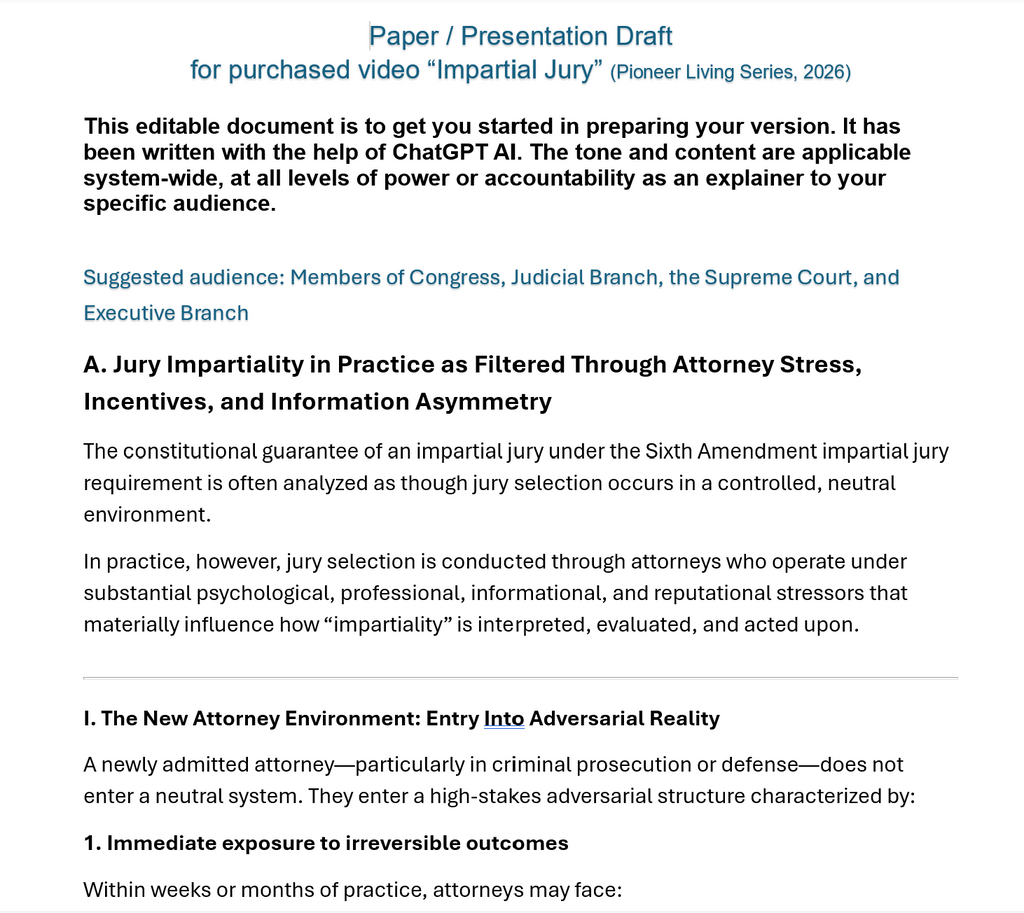 Impartial Jury vs. Jury of Peers Package (Video - approx. 5 min. and Document - 22 pages, 4100 words)