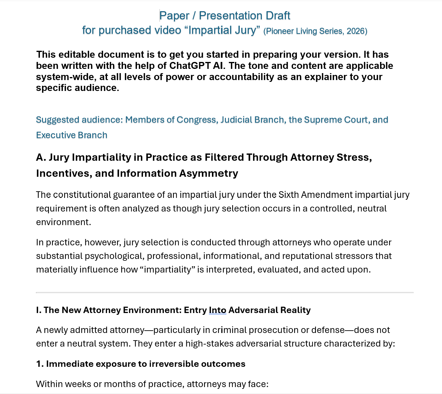 Impartial Jury vs. Jury of Peers Package (Video - approx. 5 min. and Document - 22 pages, 4100 words)